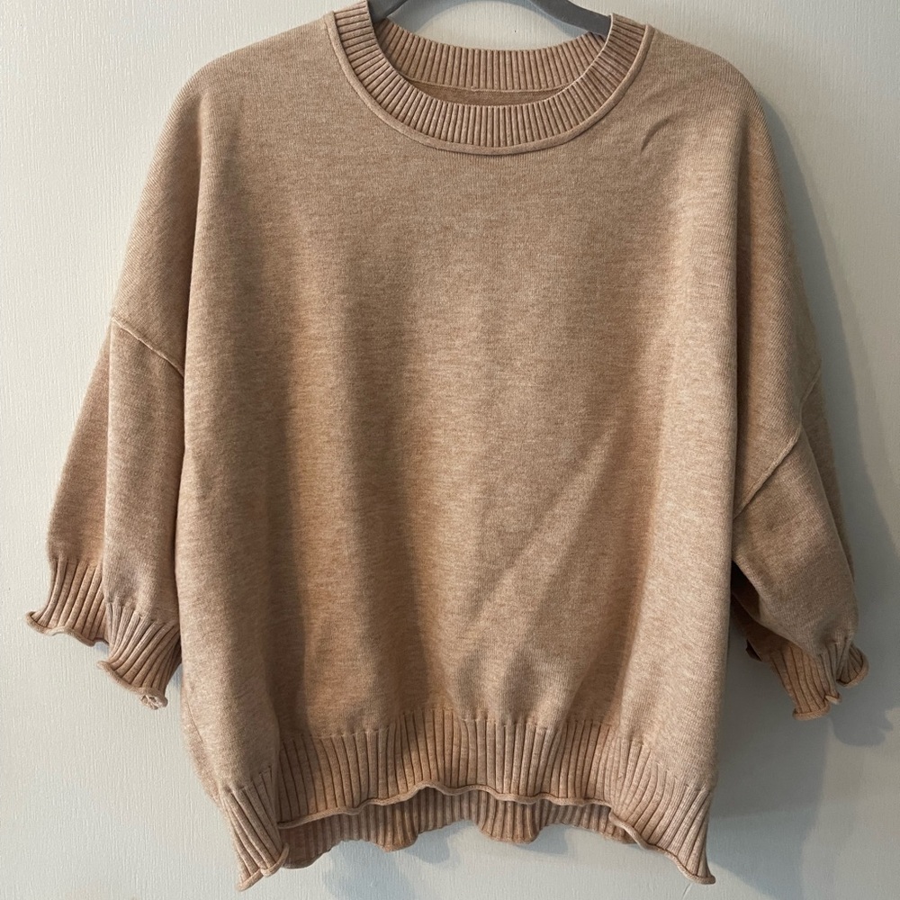 Amazon Women's Tan Crew Neck Sweater
